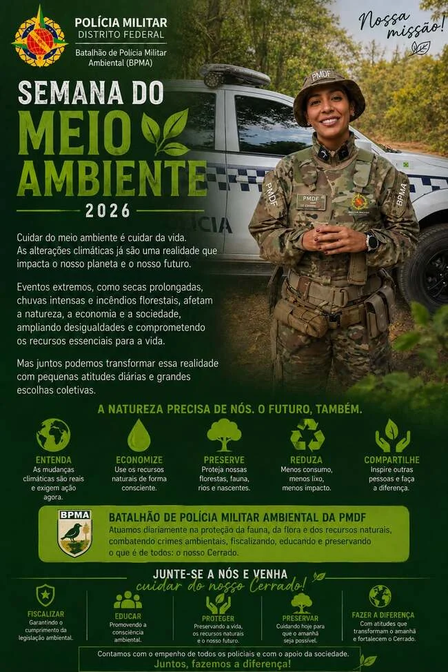 Semana do Meio Ambiente 2026: PMDF Reforça Ações de Proteção Ambiental no DF